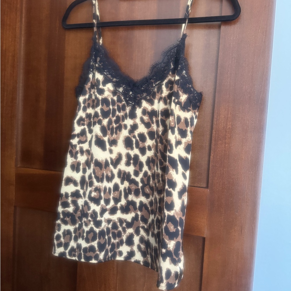 Leopard Print Lace Trim Cami Size  S Never Worn